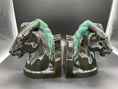 Buy Blue Mountain Pottery Horse Head Bookends Mid Century Modern Pair Set 2 Vintage • 59.56£