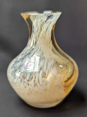 Buy Vintage Caithness Glass Bud Vase. Apricot & White Swirls. Labelled. • 14.50£