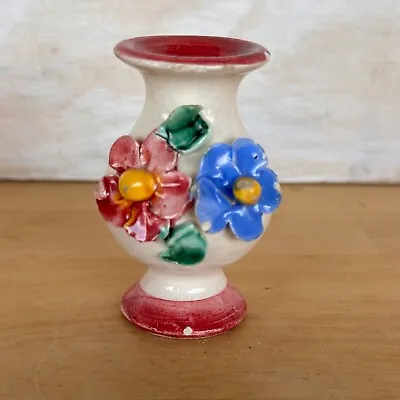 Buy Vintage Mini Painted Italian Pottery Bud Vase. Italy Signed 2-1/2” • 7.59£