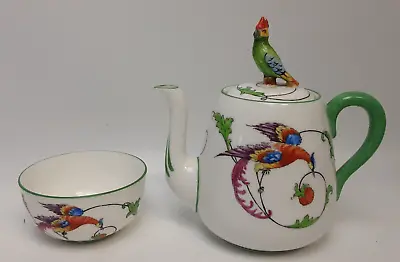 Buy Antique Crown Staffordshire Phoenix Bird Pattern China Small Teapot & Sugar Bowl • 9.99£