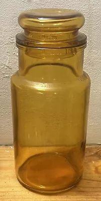 Buy Vintage Amber Glass Storage Jars Yellow Glass Coffee Tea Sugar Jar 18 Cm X 7.5cm • 5.50£