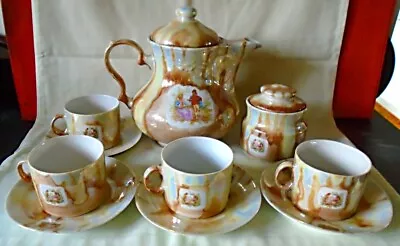 Buy Favolina Poland Porcelain Tea Set Mid Century 1950. Marble Lustre Ware. Perfect. • 24.99£