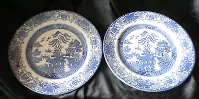 Buy 2 English Ironstone(printed) 10  Blue/white Willow Patterned Plates • 9.99£