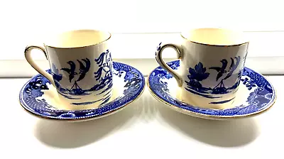 Buy Burleigh Ware Willow Coffee Cup And Saucer X2 • 21£