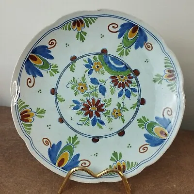Buy Antique / Vintage, Gouda Holland 'Nora' Pattern Delft Plate, 23cm • 27.95£