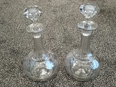 Buy PAIR - Large Wine Decanters - Cut Glass - With Stoppers • 15.99£