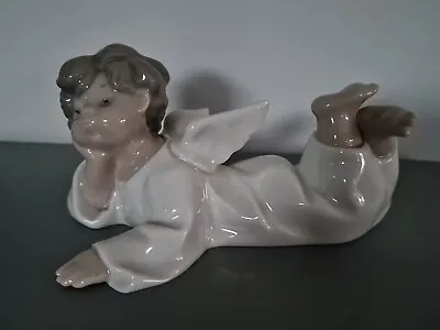 Buy Lladro Cherub Angel Laying Down Resting Thinking #4541 Immaculate Condition • 22.50£