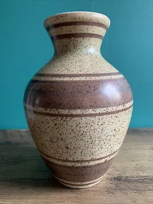 Buy Vintage Cinque Ports Studio Pottery Rye Vase Mid Century Brown Stripes England • 19.99£
