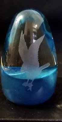 Buy Vintage Glass Paperweight  Teardrop  Shaped  With Etched Eagle • 0.99£