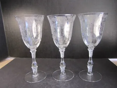 Buy 3 VTG ROSEPOINT Cambridge Water Goblets Crystal Stemware 8 3/8  High 3 5/8 Wide • 56.68£