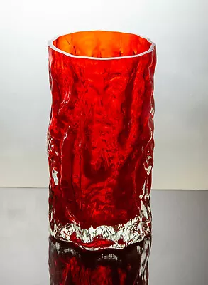 Buy Vintage 1970s Ingrid Glashutte Ruby Red Bark Glass Vase (not Whitefriars) MCM • 20£
