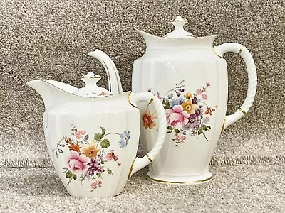 Buy Vintage Royal Crown Derby Teapot & Coffee Pot Bone China Derby Posies Pattern • 39.99£
