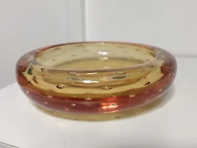 Buy  1960s WHITEFRIARS GOLDEN AMBER GLASS MOLAR BOWl CONTROLLED BUBBLES • 19.95£