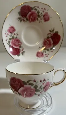 Buy QUEEN ANNE Bone China Tea Cup & Saucer Set. Pink/ Red Roses. England. #8627 VGC • 12.05£