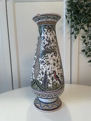 Buy Vintage Hand Painted Large Vase Forest Folk Rabbits Deers 14  Portuguese Pottery • 40.37£