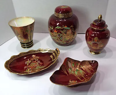 Buy Carlton Ware Rouge Royale Handpainted Porcelain Ginger Jar - Dishes - Vase - Cup • 131.36£