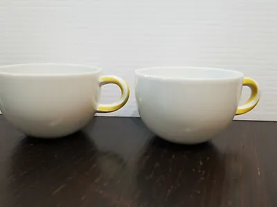 Buy 2 Thomas Rosenthal White Porcelain Cups Yellow Twist Handle Retired • 17.36£