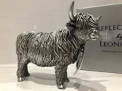 Buy Leonardo Silver Highland Coo Cow Scottish Farm Gift Figurine Ornament Figure Lge • 17.99£