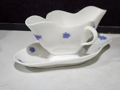 Buy Antique ADDERLEY Blue Chelsea Grapes -Bone China GRAVY BOAT AND PLATE • 111.17£