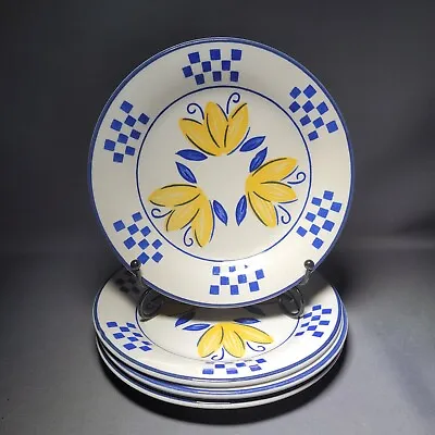 Buy 4x Vintage Staffordshire Tableware Yellow Blue Flowers Squares Bread Side Plates • 19.90£