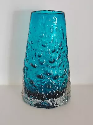 Buy Kingfisher Blue Whitefriars Glass Volcano Vase • 190£