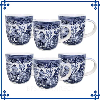 Buy 6-Set Blue Willow 340ml Oriental Barrel Coffee Mug Vintage Coffee Cup • 18.50£