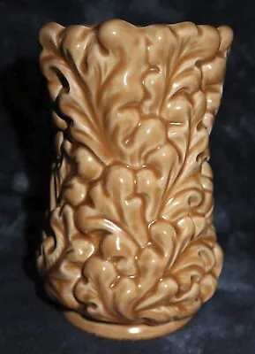 Buy Sylvac Art Deco Majolica Style Beige Satin Glaze Oak Leaf Design Vase No. 2846 • 15£