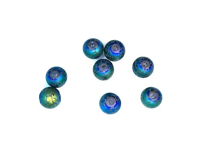 Buy 20 Blue/Green Planet Crackle Glass Beads - 10mm - Uranus Solar System - J226287R • 4.49£