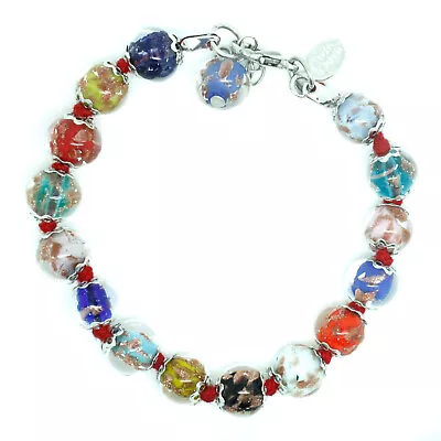 Buy Murano Glass Bracelet Multi Red Silver Handmade Armband Venice 15 Beads  • 16.95£