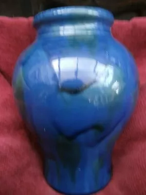Buy Antique High Glazed  Cobault  Blue And Green Pottery Vase Sighned Barum Devon . • 26£