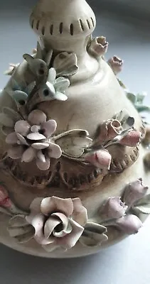 Buy Capodimonte Mollica Porcelain Pink Brown Floral Trinket Box Pot Ornament Decor  • 19.90£