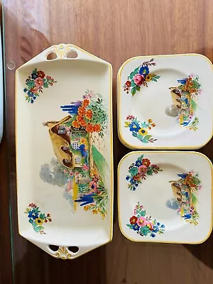 Buy Bursley Ware England. Vintage 6 Plates And Tray. Country Cottage. Some Crazing. • 11.95£