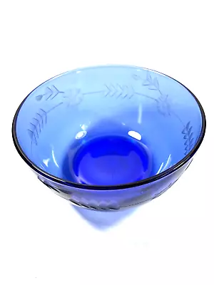 Buy Cobalt Blue Etched Glass Compote Bowl Flowers And Leaves Signed & Dated 2005 • 28.46£