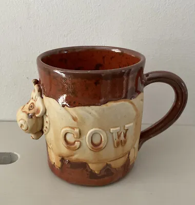 Buy Vintage  Unused Glazed Hand Finished Pottery Novelty Cow Mug • 8.99£