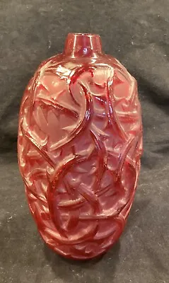 Buy Antique Ronces Lalique Red Glass Vase (Crack And Hole In Base) • 711.55£