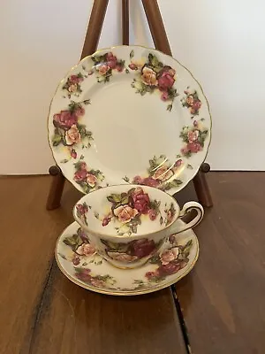 Buy Royal Chelsea Old English Rose Tea Cup, Saucer And Appetizer Plate. Mint Cond • 185.28£