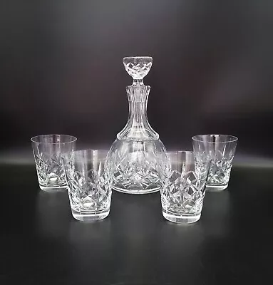 Buy Heavy Clear Cut Crystal Decanter With 4 Tumbler Glasses • 15£