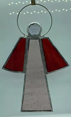 Buy F220 Stained Glass Suncatcher Hanging Angel Christmas 15cm Pink Red • 8.50£