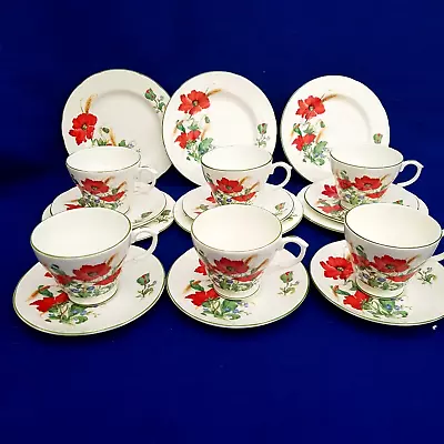 Buy 18 Piece Duchess Bone China Tea Set Poppies Pattern • 42.99£