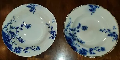 Buy 2 Antique Flow Blue 10  Serving Bowls W.H. Grindley  Duchess  Pattern, 1891-1914 • 27.51£