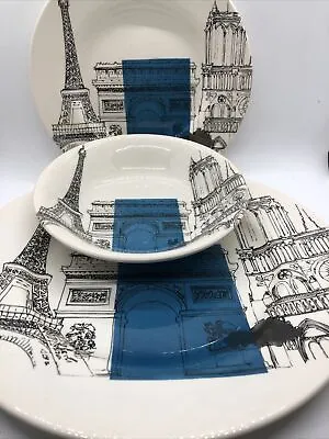 Buy Poole Pottery - Andrew Tanner - Cities In Sketch Paris Dinner Set Lovely Gift • 28£