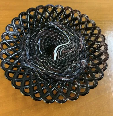 Buy Sowerby Purple Malachite Slag Glass 'Basket Weave' Plate C1880 • 30£