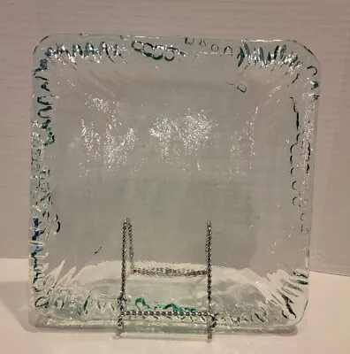Buy Recycled Green Glass Square 8.5  Serving Plate Hand Blown Textured EUC  • 20.82£