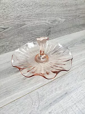 Buy Vintage Pink Depression Glass Center Handle Tidbit Candy Dish Serving Tray  • 22.53£