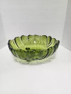 Buy Vintage Indiana Green Glass Large Footed Fruit Bowl Sunflower • 15.44£