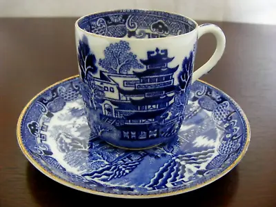 Buy Small Vintage / Antique Blue & White Cup & Saucer • 9.99£