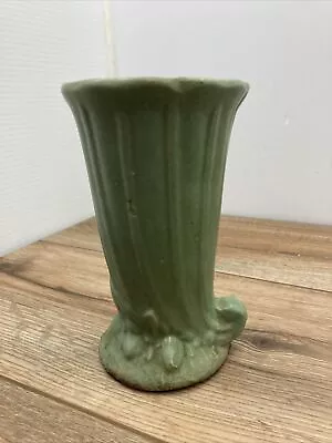 Buy Vintage 1930's Nelson McCoy Leaf Berry Art Pottery Cornucopia Vase, Matte Green. • 23.67£
