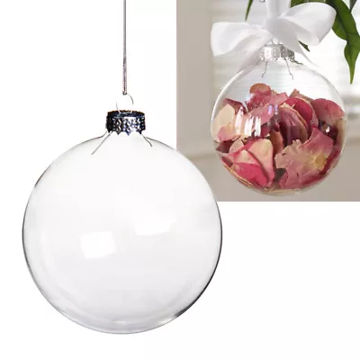 Buy 5-50x Clear Glass Baubles Lid Design Filled Christmas Tree Ornament Sphere Ball • 72.95£