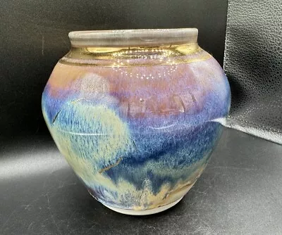 Buy Ed Weintraub Designer Art Ceramic Rainbow Color Vase 1992 Signed Gold Accents • 46.12£