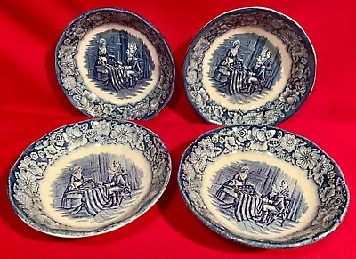 Buy Liberty Blue,Berry/Dessert Bowls,Set/4,Staffordshire,Ironstone,England,Vintage • 28.88£